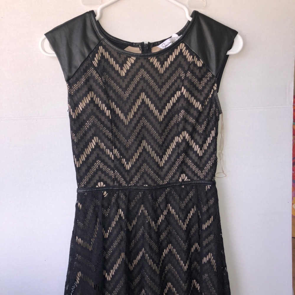 Bleach and nude dress